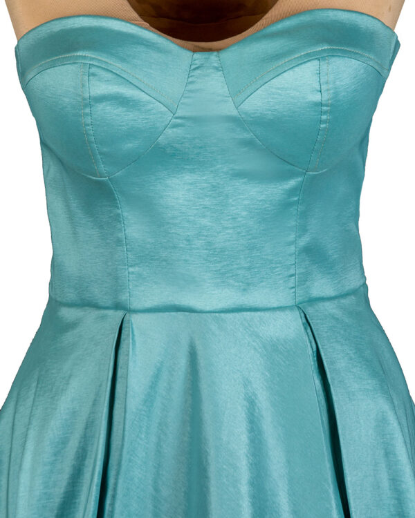 Aqua-strapless-satan-dress