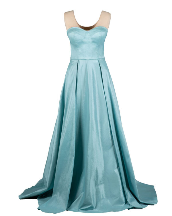 Aqua-strapless-satan-dress