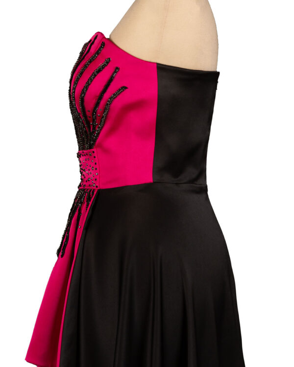 Black and light red dress with black embroidery
