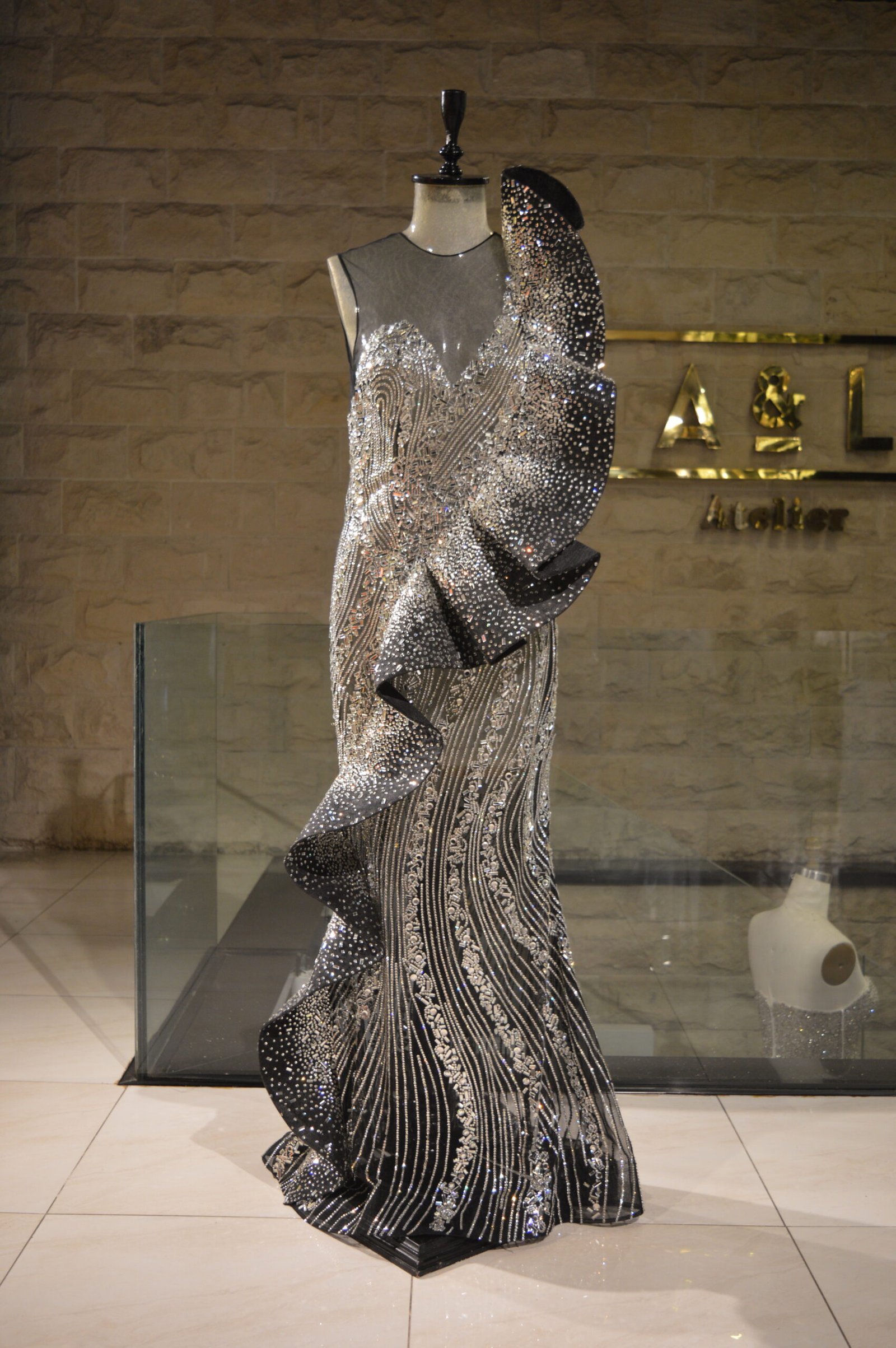 Black And Silver Handmade Dress - Image 2