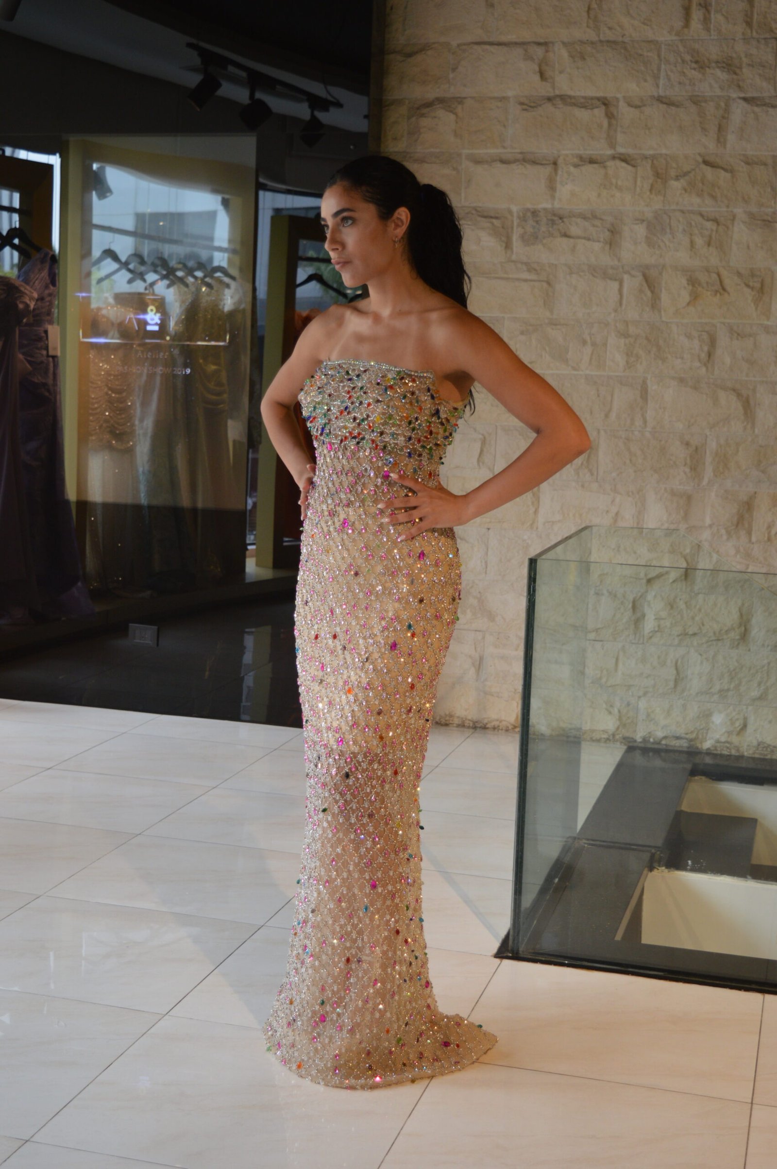 Embroidered Handmade Beige Dress - Image 5