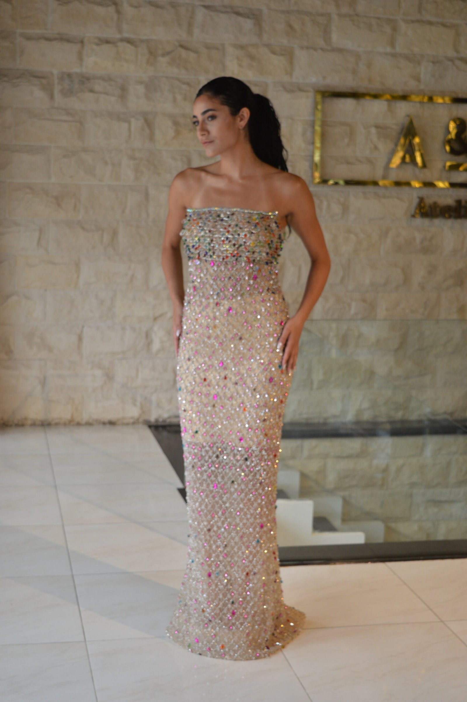 Embroidered Handmade Beige Dress - Image 6