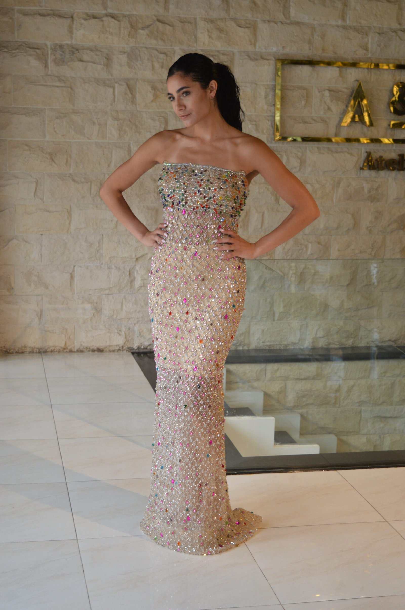 Embroidered Handmade Beige Dress - Image 7