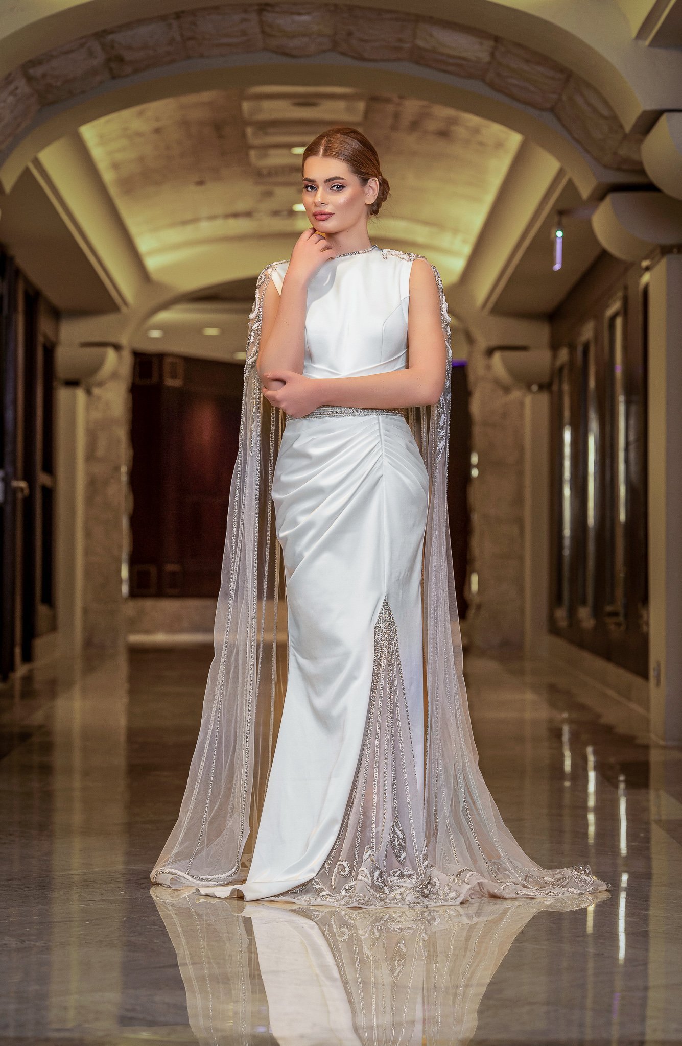 Bridal Dress With Separable Cape - Image 2