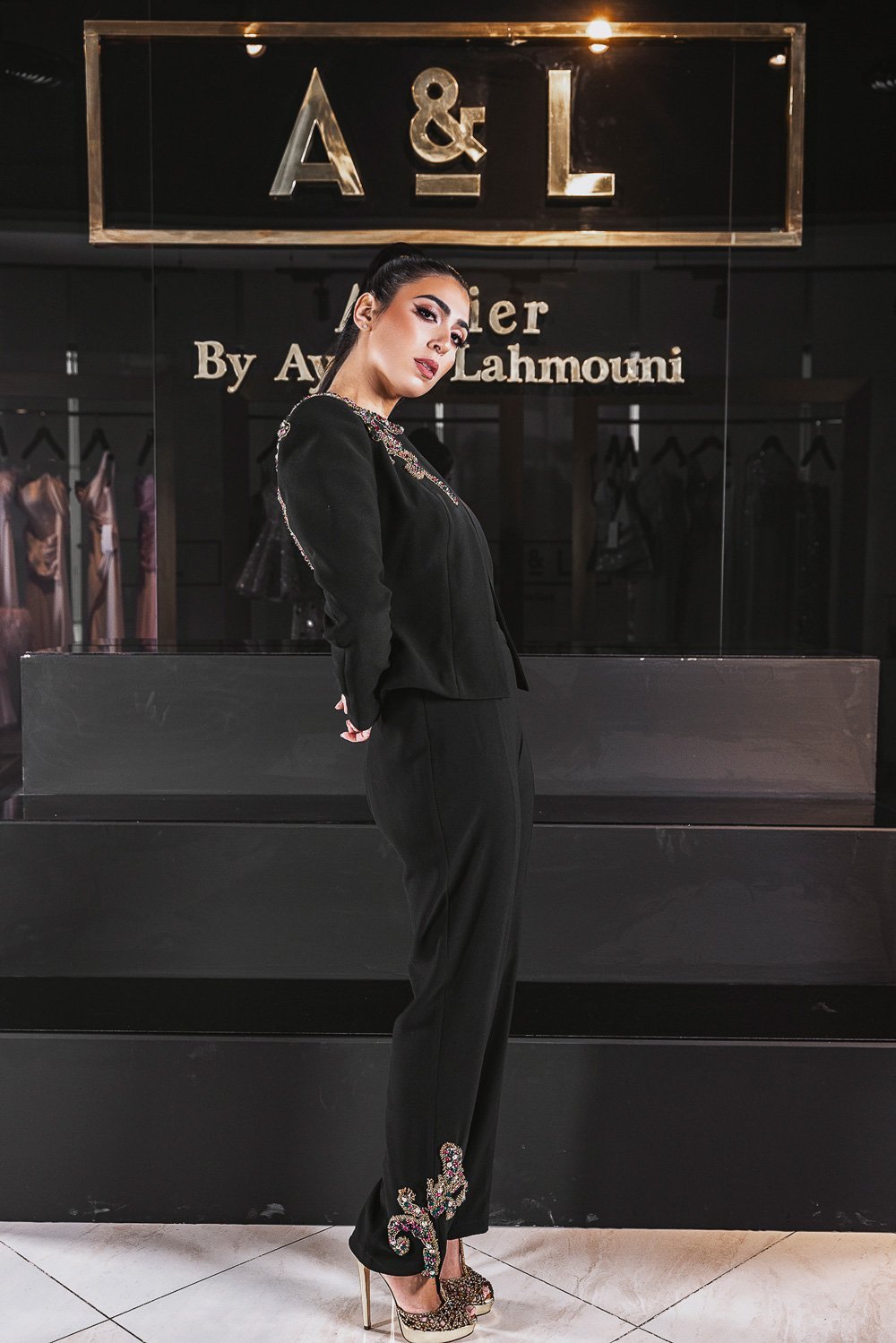 Black Embroidered Soiree Suit - Image 5