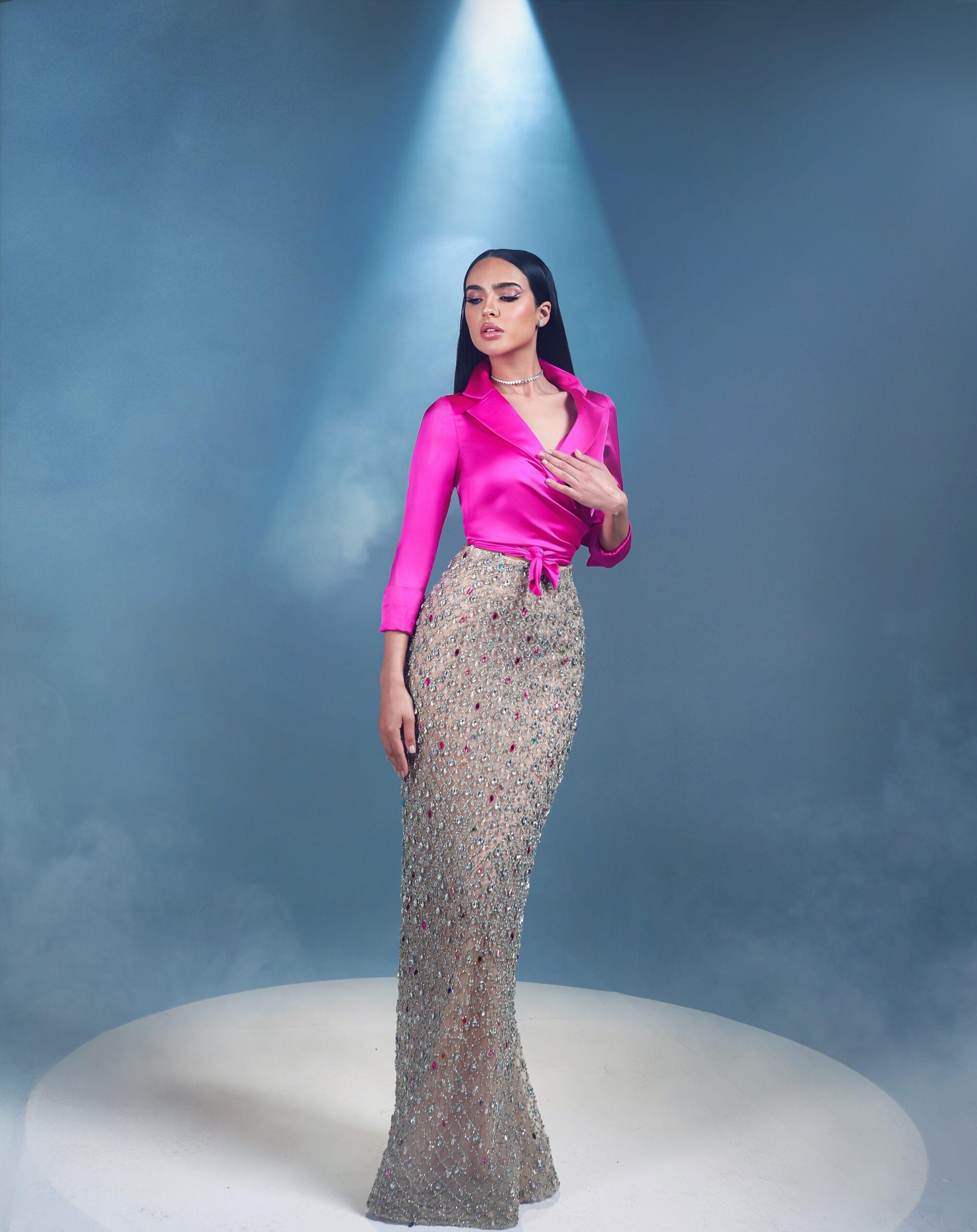 Starlit Fuchsia Couture Dress